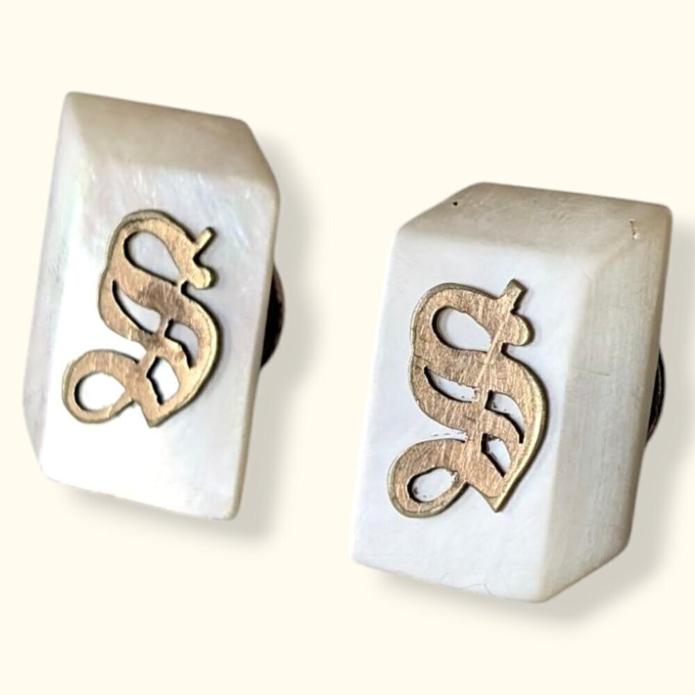 Antique Mother of Pearl "S" Cufflinks
